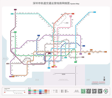 深圳地铁线路图,轨道交通运营线路网络图地铁线路图